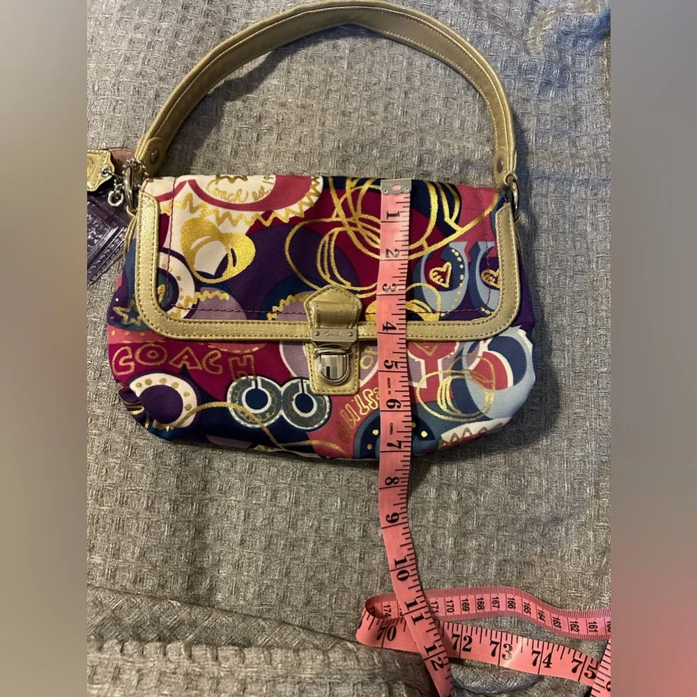 Coach Poppy Collection Baquette Purse Bag In Bright Pink, Purple, Gold NWOT - Picture 8 of 15